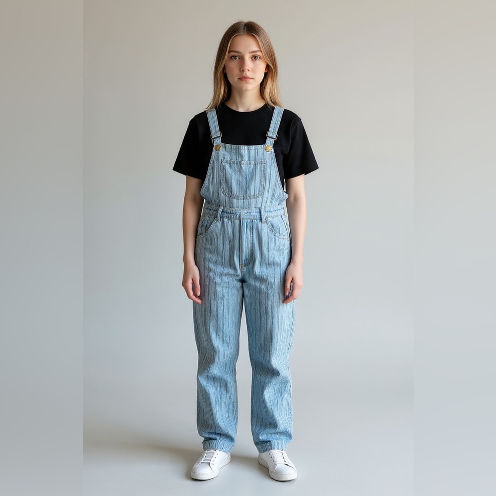 Light Blue Ribbed velvet  Kids One-Piece Overalls
